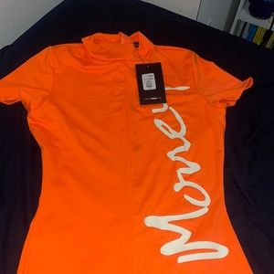 NWT Fashion Nova Summer Neon Orange Money Romper